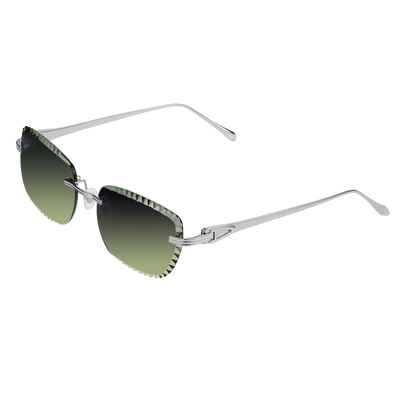 Men's Eyewear Premium Diamond Cut Silver Green