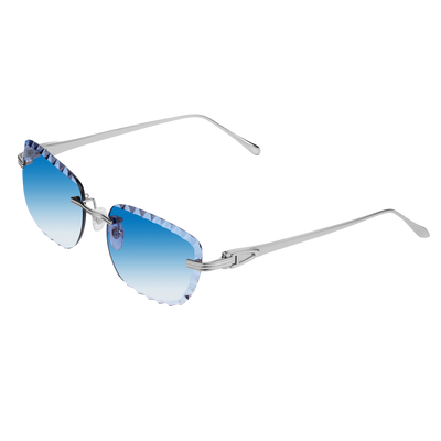 Men's Eyewear Premium Diamond Cut Silver Sky Blue