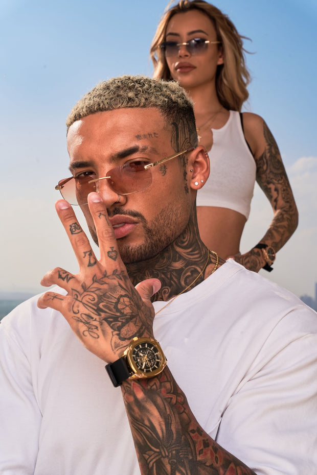 Men's Eyewear Brown Gradient  | 9K Gold plated